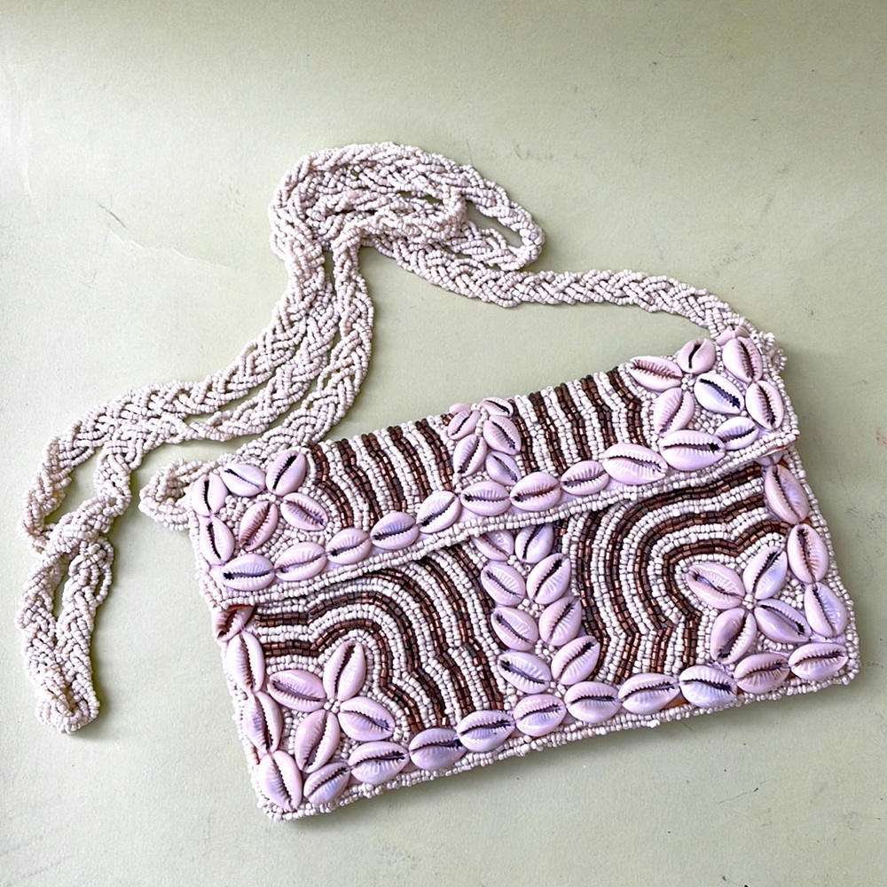 Vintage handmade all beaded mini bag